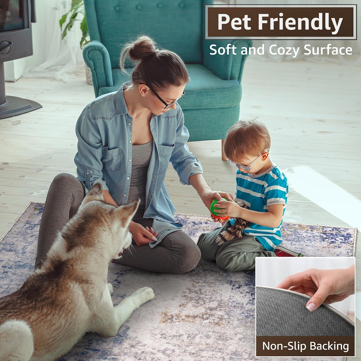 imageSorbus 2x3 Welcome Mat Rug for Entryway Machine Washable NonSlip Vintage Rug  Low Pile NonShedding Indoor Rugs for Living Room Kitchen Bedroom  Soft Carpet Throw Rugs with Rubber BackingDrift