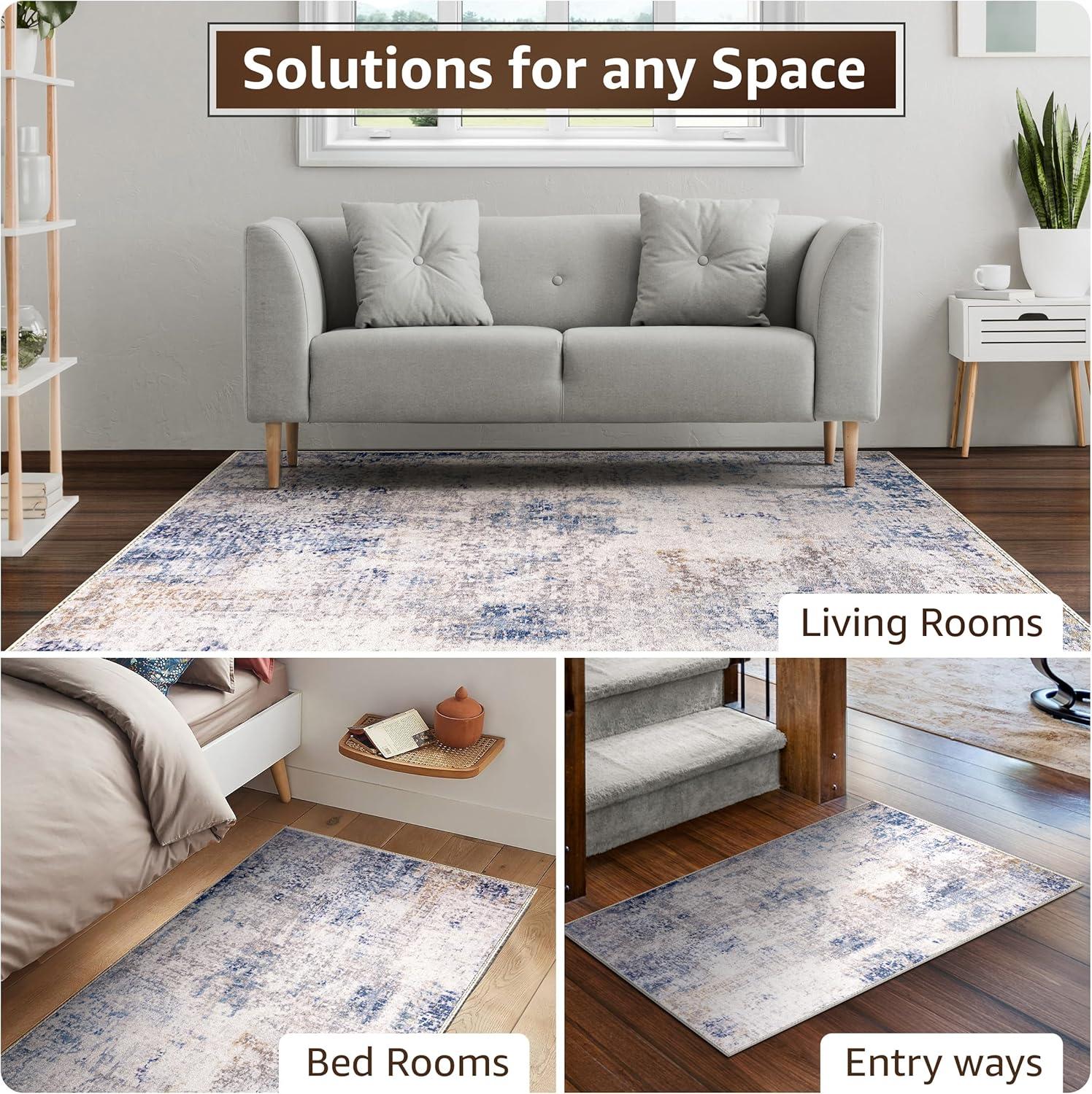 imageSorbus 2x3 Welcome Mat Rug for Entryway Machine Washable NonSlip Vintage Rug  Low Pile NonShedding Indoor Rugs for Living Room Kitchen Bedroom  Soft Carpet Throw Rugs with Rubber BackingDrift