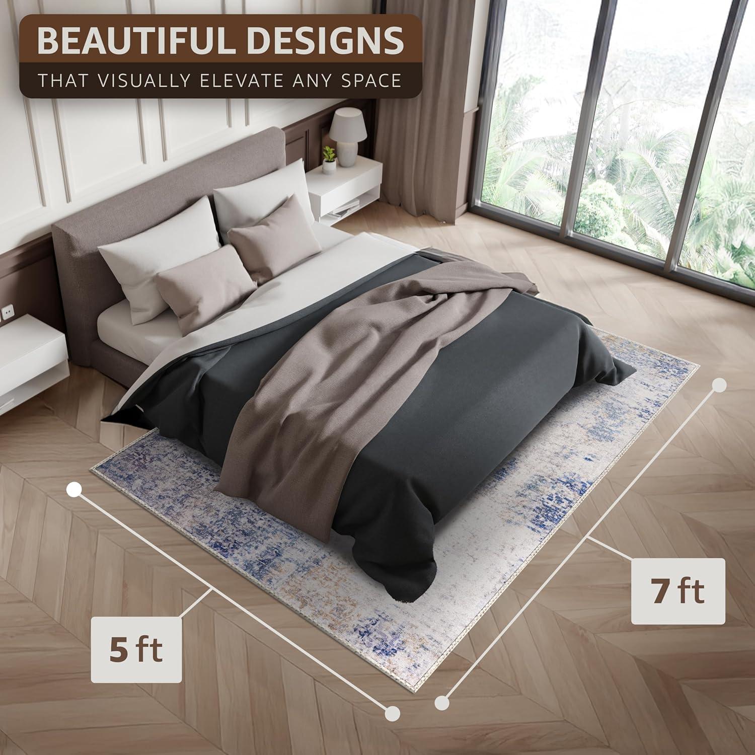imageSorbus 2x3 Welcome Mat Rug for Entryway Machine Washable NonSlip Vintage Rug  Low Pile NonShedding Indoor Rugs for Living Room Kitchen Bedroom  Soft Carpet Throw Rugs with Rubber BackingDrift