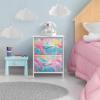 imageSorbus Fabric Dresser for Kids Bedroom  Chest of 6 Drawers Tall Storage Tower Clothing Organizer for Closet for Playroom for Nursery Steel Frame Fabric Bins  Wood Handle WatercolorRainbow Sparkle