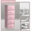 imageSorbus Fabric Dresser for Kids Bedroom  Chest of 6 Drawers Tall Storage Tower Clothing Organizer for Closet for Playroom for Nursery Steel Frame Fabric Bins  Wood Handle MultiPastelPink