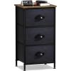 imageSorbus Fabric Dresser for Kids Bedroom  Chest of 6 Drawers Tall Storage Tower Clothing Organizer for Closet for Playroom for Nursery Steel Frame Fabric Bins  Wood Handle WhiteWood Top  Black