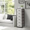 imageSorbus Fabric Dresser for Kids Bedroom  Chest of 6 Drawers Tall Storage Tower Clothing Organizer for Closet for Playroom for Nursery Steel Frame Fabric Bins  Wood Handle WhiteGreige
