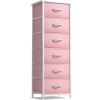 imageSorbus Fabric Dresser for Kids Bedroom  Chest of 6 Drawers Tall Storage Tower Clothing Organizer for Closet for Playroom for Nursery Steel Frame Fabric Bins  Wood Handle MultiPastelPink
