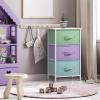 imageSorbus Fabric Dresser for Kids Bedroom  Chest of 6 Drawers Tall Storage Tower Clothing Organizer for Closet for Playroom for Nursery Steel Frame Fabric Bins  Wood Handle MultiPastelPastel