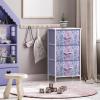 imageSorbus Fabric Dresser for Kids Bedroom  Chest of 6 Drawers Tall Storage Tower Clothing Organizer for Closet for Playroom for Nursery Steel Frame Fabric Bins  Wood Handle MultiPastelPurple Tiedye