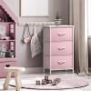 imageSorbus Fabric Dresser for Kids Bedroom  Chest of 6 Drawers Tall Storage Tower Clothing Organizer for Closet for Playroom for Nursery Steel Frame Fabric Bins  Wood Handle MultiPastelPink