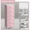 imageSorbus Fabric Dresser for Kids Bedroom  Chest of 6 Drawers Tall Storage Tower Clothing Organizer for Closet for Playroom for Nursery Steel Frame Fabric Bins  Wood Handle MultiPastelPink