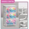 imageSorbus Fabric Dresser for Kids Bedroom  Chest of 6 Drawers Tall Storage Tower Clothing Organizer for Closet for Playroom for Nursery Steel Frame Fabric Bins  Wood Handle WatercolorRainbow Sparkle