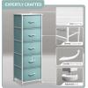 imageSorbus Fabric Dresser for Kids Bedroom  Chest of 6 Drawers Tall Storage Tower Clothing Organizer for Closet for Playroom for Nursery Steel Frame Fabric Bins  Wood Handle MultiPastelAqua