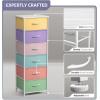imageSorbus Fabric Dresser for Kids Bedroom  Chest of 6 Drawers Tall Storage Tower Clothing Organizer for Closet for Playroom for Nursery Steel Frame Fabric Bins  Wood Handle MultiPastelPastel