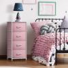 imageSorbus Fabric Dresser for Kids Bedroom  Chest of 6 Drawers Tall Storage Tower Clothing Organizer for Closet for Playroom for Nursery Steel Frame Fabric Bins  Wood Handle MultiPastelPink