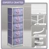 imageSorbus Fabric Dresser for Kids Bedroom  Chest of 6 Drawers Tall Storage Tower Clothing Organizer for Closet for Playroom for Nursery Steel Frame Fabric Bins  Wood Handle MultiPastelPurple Tiedye