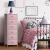 imageSorbus Fabric Dresser for Kids Bedroom  Chest of 6 Drawers Tall Storage Tower Clothing Organizer for Closet for Playroom for Nursery Steel Frame Fabric Bins  Wood Handle MultiPastelPink