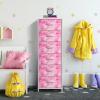 imageSorbus Fabric Dresser for Kids Bedroom  Chest of 6 Drawers Tall Storage Tower Clothing Organizer for Closet for Playroom for Nursery Steel Frame Fabric Bins  Wood Handle MultiPastelPink Tiedye