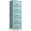 imageSorbus Fabric Dresser for Kids Bedroom  Chest of 6 Drawers Tall Storage Tower Clothing Organizer for Closet for Playroom for Nursery Steel Frame Fabric Bins  Wood Handle MultiPastelAqua
