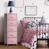 imageSorbus Fabric Dresser for Kids Bedroom  Chest of 6 Drawers Tall Storage Tower Clothing Organizer for Closet for Playroom for Nursery Steel Frame Fabric Bins  Wood Handle MultiPastelPink