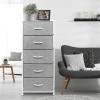imageSorbus Fabric Dresser for Kids Bedroom  Chest of 6 Drawers Tall Storage Tower Clothing Organizer for Closet for Playroom for Nursery Steel Frame Fabric Bins  Wood Handle WhiteWhite