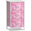 imageSorbus Fabric Dresser for Kids Bedroom  Chest of 6 Drawers Tall Storage Tower Clothing Organizer for Closet for Playroom for Nursery Steel Frame Fabric Bins  Wood Handle MultiPastelPink Tiedye