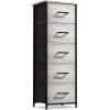 imageSorbus Fabric Dresser for Kids Bedroom  Chest of 6 Drawers Tall Storage Tower Clothing Organizer for Closet for Playroom for Nursery Steel Frame Fabric Bins  Wood Handle WhiteGreige