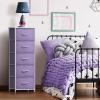 imageSorbus Fabric Dresser for Kids Bedroom  Chest of 6 Drawers Tall Storage Tower Clothing Organizer for Closet for Playroom for Nursery Steel Frame Fabric Bins  Wood Handle MultiPastelPurple