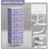 imageSorbus Fabric Dresser for Kids Bedroom  Chest of 6 Drawers Tall Storage Tower Clothing Organizer for Closet for Playroom for Nursery Steel Frame Fabric Bins  Wood Handle MultiPastelPurple Tiedye