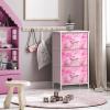 imageSorbus Fabric Dresser for Kids Bedroom  Chest of 6 Drawers Tall Storage Tower Clothing Organizer for Closet for Playroom for Nursery Steel Frame Fabric Bins  Wood Handle MultiPastelPink Tiedye