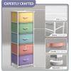 imageSorbus Fabric Dresser for Kids Bedroom  Chest of 6 Drawers Tall Storage Tower Clothing Organizer for Closet for Playroom for Nursery Steel Frame Fabric Bins  Wood Handle MultiPastelPastel