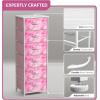 imageSorbus Fabric Dresser for Kids Bedroom  Chest of 6 Drawers Tall Storage Tower Clothing Organizer for Closet for Playroom for Nursery Steel Frame Fabric Bins  Wood Handle MultiPastelPink Tiedye