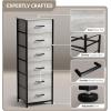 imageSorbus Fabric Dresser for Kids Bedroom  Chest of 6 Drawers Tall Storage Tower Clothing Organizer for Closet for Playroom for Nursery Steel Frame Fabric Bins  Wood Handle WhiteGreige