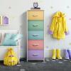 imageSorbus Fabric Dresser for Kids Bedroom  Chest of 6 Drawers Tall Storage Tower Clothing Organizer for Closet for Playroom for Nursery Steel Frame Fabric Bins  Wood Handle MultiPastelPastel