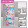 imageSorbus Fabric Dresser for Kids Bedroom  Chest of 6 Drawers Tall Storage Tower Clothing Organizer for Closet for Playroom for Nursery Steel Frame Fabric Bins  Wood Handle WatercolorRainbow Sparkle