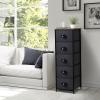 imageSorbus Fabric Dresser for Kids Bedroom  Chest of 6 Drawers Tall Storage Tower Clothing Organizer for Closet for Playroom for Nursery Steel Frame Fabric Bins  Wood Handle WhiteWood Top  Black