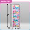 imageSorbus Fabric Dresser for Kids Bedroom  Chest of 6 Drawers Tall Storage Tower Clothing Organizer for Closet for Playroom for Nursery Steel Frame Fabric Bins  Wood Handle WatercolorRainbow Sparkle