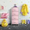 imageSorbus Fabric Dresser for Kids Bedroom  Chest of 6 Drawers Tall Storage Tower Clothing Organizer for Closet for Playroom for Nursery Steel Frame Fabric Bins  Wood Handle MultiPastelPink