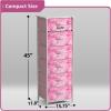 imageSorbus Fabric Dresser for Kids Bedroom  Chest of 6 Drawers Tall Storage Tower Clothing Organizer for Closet for Playroom for Nursery Steel Frame Fabric Bins  Wood Handle MultiPastelPink Tiedye