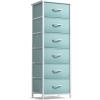 imageSorbus Fabric Dresser for Kids Bedroom  Chest of 6 Drawers Tall Storage Tower Clothing Organizer for Closet for Playroom for Nursery Steel Frame Fabric Bins  Wood Handle MultiPastelAqua