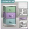 imageSorbus Fabric Dresser for Kids Bedroom  Chest of 6 Drawers Tall Storage Tower Clothing Organizer for Closet for Playroom for Nursery Steel Frame Fabric Bins  Wood Handle MultiPastelPastel