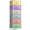 imageSorbus Fabric Dresser for Kids Bedroom  Chest of 6 Drawers Tall Storage Tower Clothing Organizer for Closet for Playroom for Nursery Steel Frame Fabric Bins  Wood Handle MultiPastelPastel