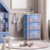 imageSorbus Fabric Dresser for Kids Bedroom  Chest of 6 Drawers Tall Storage Tower Clothing Organizer for Closet for Playroom for Nursery Steel Frame Fabric Bins  Wood Handle MultiPastelBlue Tiedye
