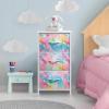 imageSorbus Fabric Dresser for Kids Bedroom  Chest of 6 Drawers Tall Storage Tower Clothing Organizer for Closet for Playroom for Nursery Steel Frame Fabric Bins  Wood Handle WatercolorRainbow Sparkle