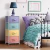 imageSorbus Fabric Dresser for Kids Bedroom  Chest of 6 Drawers Tall Storage Tower Clothing Organizer for Closet for Playroom for Nursery Steel Frame Fabric Bins  Wood Handle MultiPastelPastel