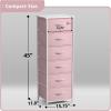 imageSorbus Fabric Dresser for Kids Bedroom  Chest of 6 Drawers Tall Storage Tower Clothing Organizer for Closet for Playroom for Nursery Steel Frame Fabric Bins  Wood Handle MultiPastelPink