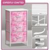imageSorbus Fabric Dresser for Kids Bedroom  Chest of 6 Drawers Tall Storage Tower Clothing Organizer for Closet for Playroom for Nursery Steel Frame Fabric Bins  Wood Handle MultiPastelPink Tiedye
