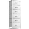 imageSorbus Fabric Dresser for Kids Bedroom  Chest of 6 Drawers Tall Storage Tower Clothing Organizer for Closet for Playroom for Nursery Steel Frame Fabric Bins  Wood Handle WhiteWhite