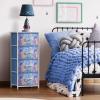 imageSorbus Fabric Dresser for Kids Bedroom  Chest of 6 Drawers Tall Storage Tower Clothing Organizer for Closet for Playroom for Nursery Steel Frame Fabric Bins  Wood Handle MultiPastelBlue Tiedye