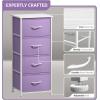 imageSorbus Fabric Dresser for Kids Bedroom  Chest of 6 Drawers Tall Storage Tower Clothing Organizer for Closet for Playroom for Nursery Steel Frame Fabric Bins  Wood Handle MultiPastelPurple