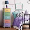 imageSorbus Fabric Dresser for Kids Bedroom  Chest of 6 Drawers Tall Storage Tower Clothing Organizer for Closet for Playroom for Nursery Steel Frame Fabric Bins  Wood Handle MultiPastelPastel
