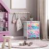 imageSorbus Fabric Dresser for Kids Bedroom  Chest of 6 Drawers Tall Storage Tower Clothing Organizer for Closet for Playroom for Nursery Steel Frame Fabric Bins  Wood Handle WatercolorRainbow Sparkle