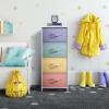 imageSorbus Fabric Dresser for Kids Bedroom  Chest of 6 Drawers Tall Storage Tower Clothing Organizer for Closet for Playroom for Nursery Steel Frame Fabric Bins  Wood Handle MultiPastelPastel